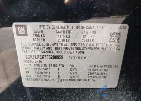 2015 GMC Terrain Slt-1 z USA, uszkodzony, nr VIN 2GKFLXEK3F6200959